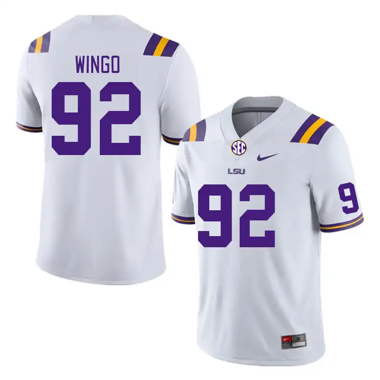 Men's LSU Tigers Mekhi Wingo #92 White NCAA Football Jersey